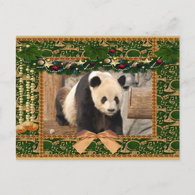 Giant Panda Bear & Baby Panda Christmas Card (Front)