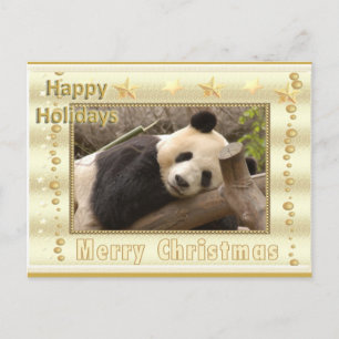 Giant Panda Bear & Baby Panda Christmas Card