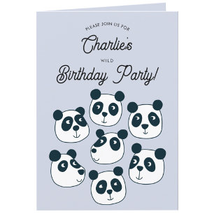 Giant Panda Bear Birthday Party Invitation
