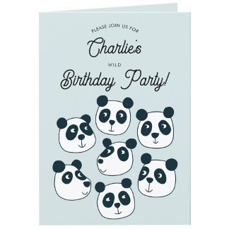 Giant Panda Bear Birthday Party Invitation