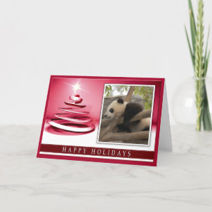 Giant Panda Bear Christmas Greeting Card
