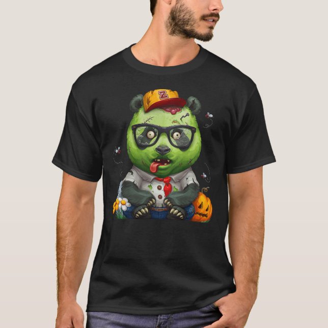 Giant Panda Bear Zombie Halloween T-Shirt (Front)