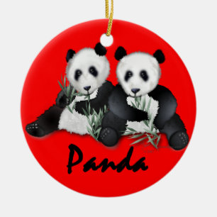 Giant Panda Bears Christmas Ornament