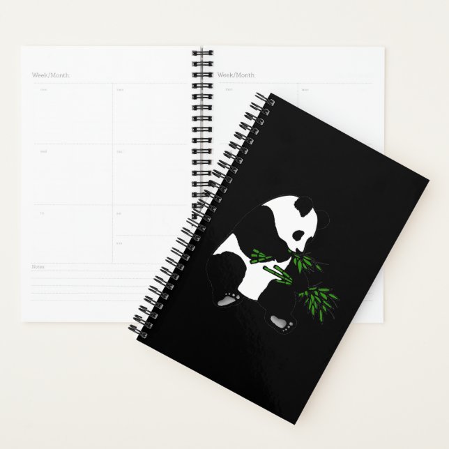 Giant Panda Eats Bamboo Black Planner (Display)