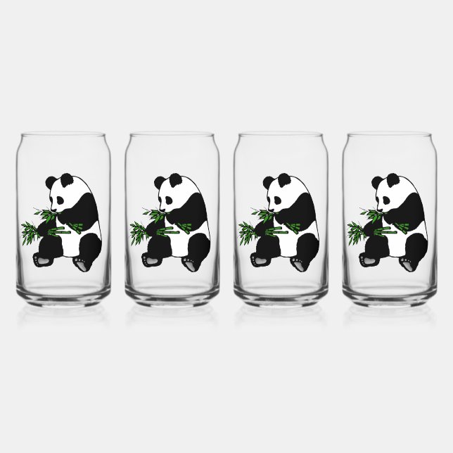 Giant Panda Eats Bamboo Can Glass (Front)