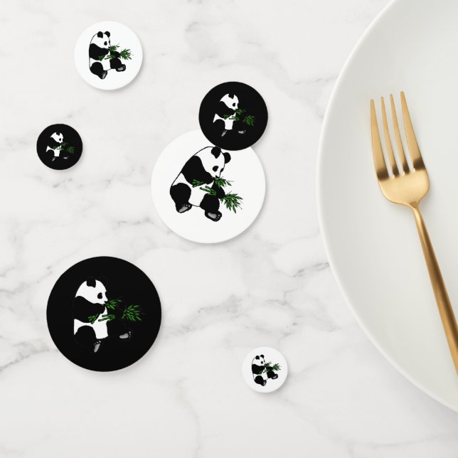 Giant Panda Eats Bamboo Confetti (Group)