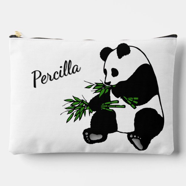 Giant Panda Eats Bamboo Name   Accessory Pouch (Front)