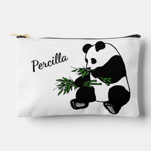 Giant Panda Eats Bamboo Name   Accessory Pouch (Front)