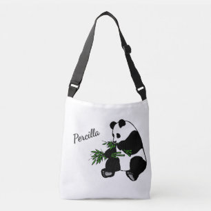 Giant Panda Eats Bamboo Name   Crossbody Bag
