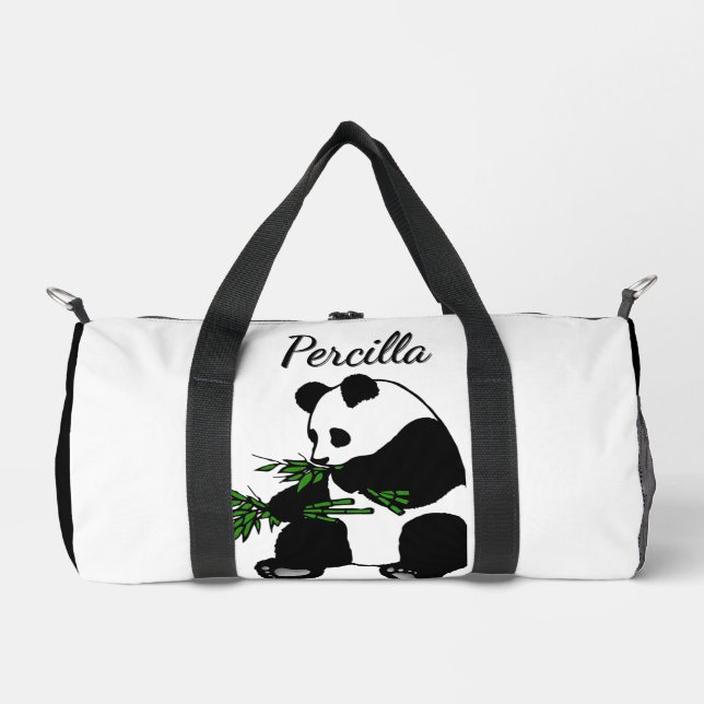 Giant Panda Eats Bamboo Name   Duffle Bag (Front)