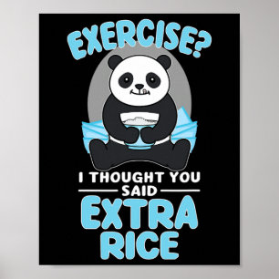 Giant Panda Funny Gym Workout Sayings Food Fitness Poster