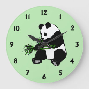 Giant Panda Green Large Clock