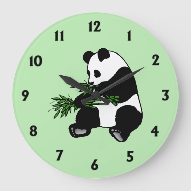 Giant Panda Green Large Clock (Front)