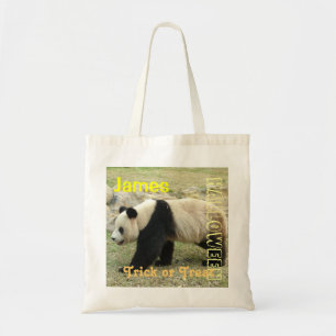 Giant panda halloween trick or treat tote bag