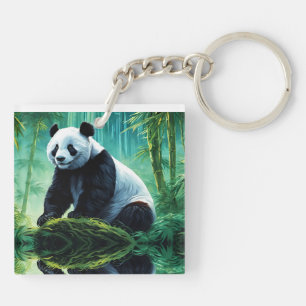 Giant Panda in Bamboo Forest Key Ring