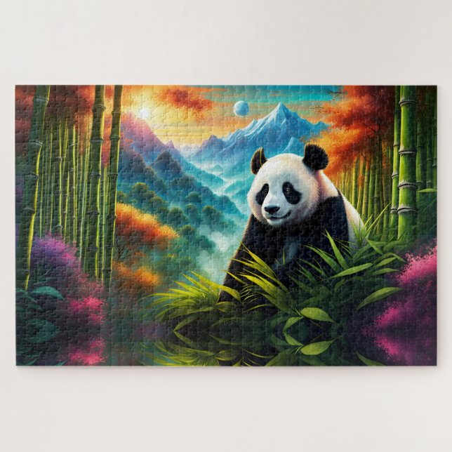 Giant Panda in Bamboo Forest on Mountain Jigsaw Puzzle (Horizontal)