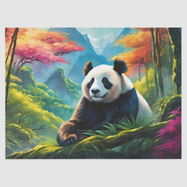 Giant Panda in Bamboo Forest on Mountain Tissue Paper (Front)