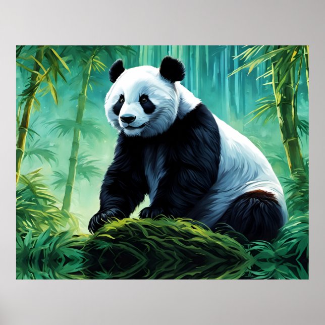 Giant Panda in Bamboo Forest Poster (Front)