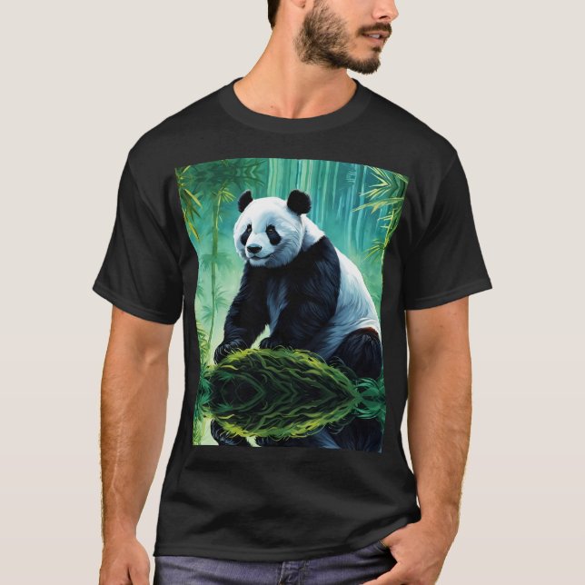 Giant Panda in Bamboo Forest T-Shirt (Front)