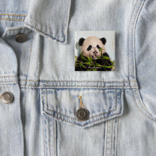 Giant Panda leaning Against Wall 15 Cm Square Badge