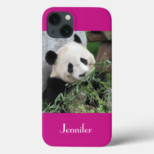 Giant Panda Pink Background, Name, iPhone 13 Case