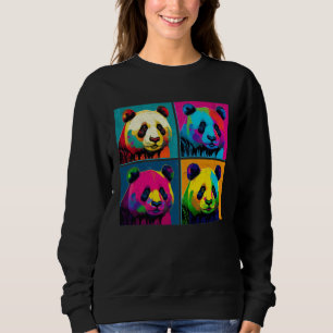 Giant Panda Pop Illustration Colorful Animal Men Sweatshirt