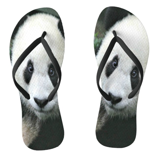 Giant Panda Strolling Through Green Grass Flip Flops (Footbed)