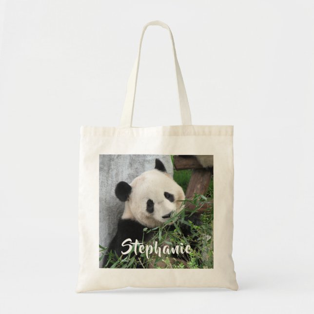 Giant Panda with Personalised Name Tote Bag (Front)
