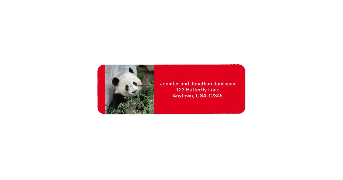 Giant Pandas Return Address Labels Red Zazzle co uk