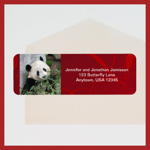 Giant Pandas Return Address Labels, Red