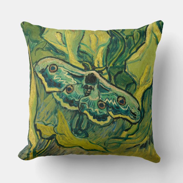 Giant Peacock Moth, 1889 by Vincent van Gogh Cushion (Front)