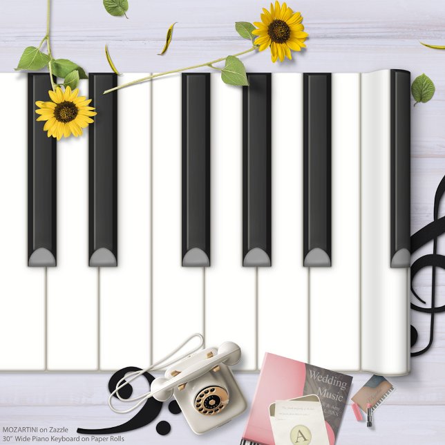 Giant Piano Keyboard Paper Roll (beige background) (Roll out your own big 30 in. piano keyboard to make murals, posters, teaching diagrams, and more.)