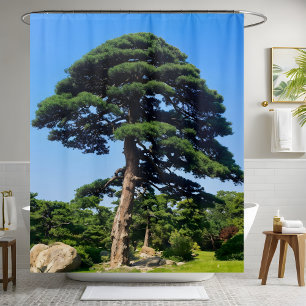Giant Pine Tree Green Forest Nature Bathroom Decor Shower Curtain