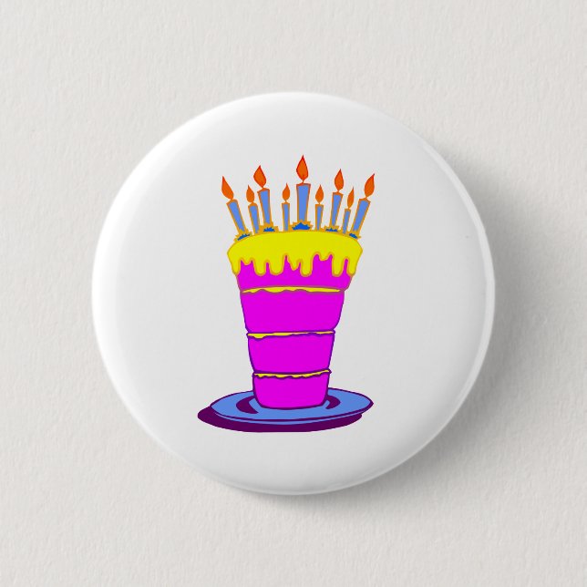 Giant Pink Birthday Cake 6 Cm Round Badge (Front)