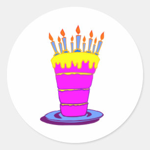 Giant Pink Birthday Cake Classic Round Sticker