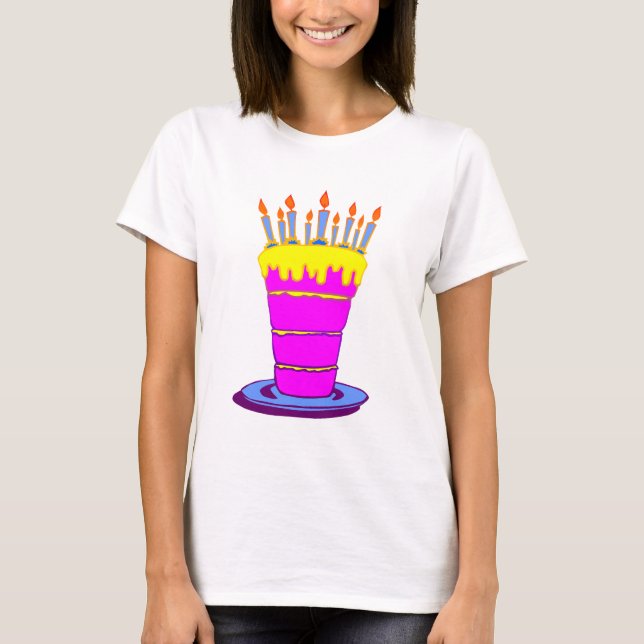Giant Pink Birthday Cake T-Shirt (Front)