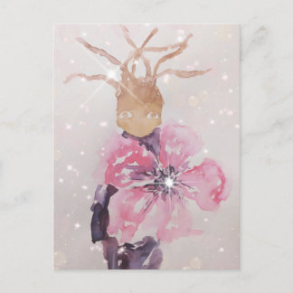 Giant pink flower postcard