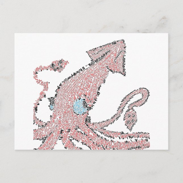 Giant pink squid mosaic postcard (Front)