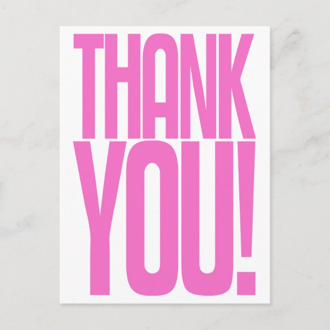 Giant Pink Thank You! Loudmouth Postcard (Front)