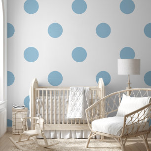 Giant Polka Dot Pattern Blue Pastel Colour Wallpaper