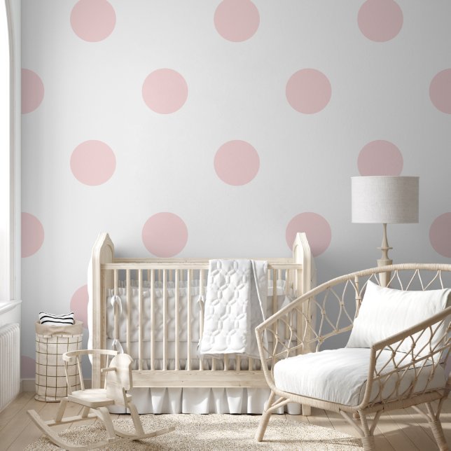 Giant Polka Dot Pattern Pink Pastel Colour Wallpaper (Kids)