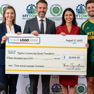 Giant Promotional Check with Business Logo   Poster