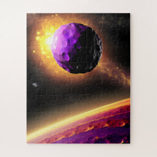 Giant Purple Comet Roars Towards Pink Planet Jigsaw Puzzle