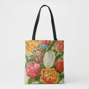 "Giant Rainbow Tulips" vintage illustration on Tote Bag