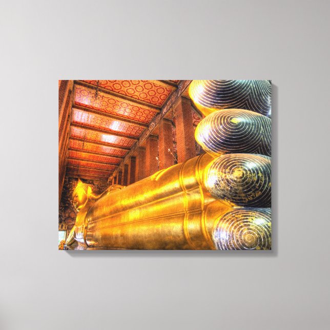 Giant reclining Buddha inside temple, Wat Pho, Canvas Print (Front)