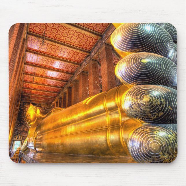 Giant reclining Buddha inside temple, Wat Pho, Mouse Mat (Front)