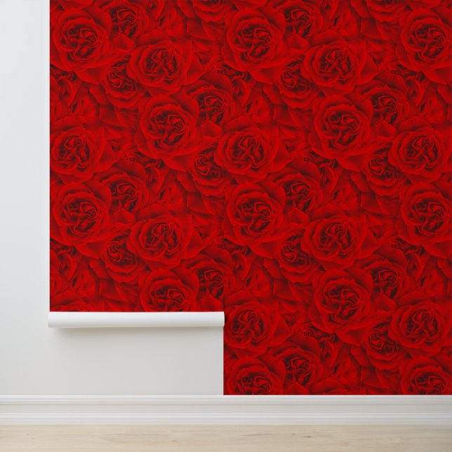   Giant Red Roses Elegant Romantic Pretty Seamless Wallpaper (Application)
