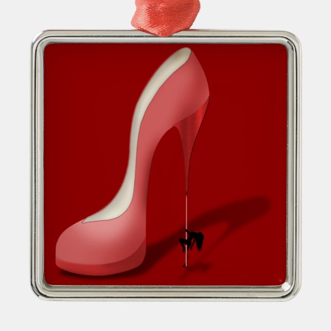Giant Red Stiletto Cartoon - Heel Dancer Metal Tree Decoration (Front)