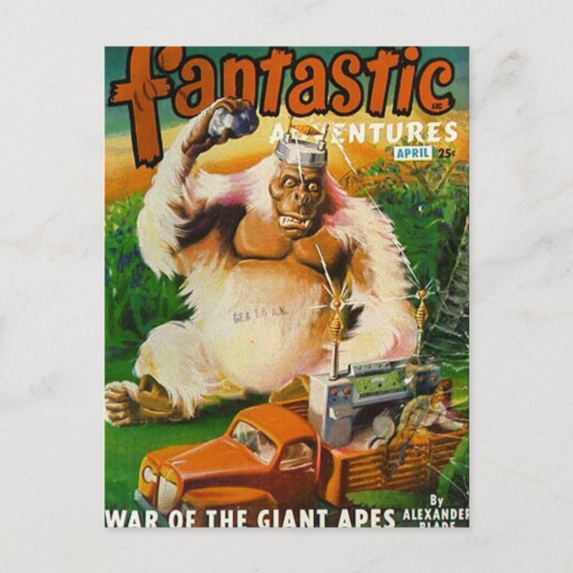 Giant Remote-controlled White Gorilla Postcard (Front)
