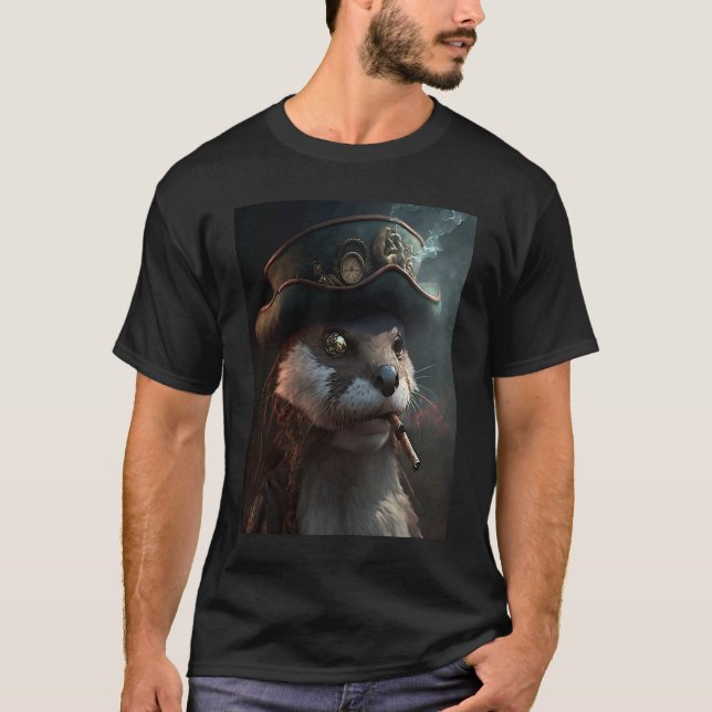 Giant River Otter Cool Otter Pirate T-Shirt (Front)